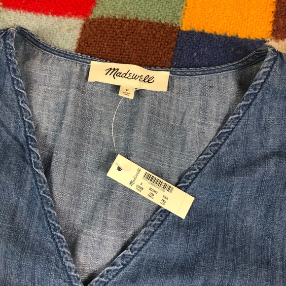 ❗️SOLD❗️ indigo dyed denim chambray wrap dress🌻 - Picture 5 of 9